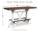 Valebeck White/Brown Counter Height Dining Table