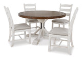 Valebeck Beige/White Round Dining Set