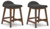 Lyncott Charcoal/Brown Counter Height Bar Stool