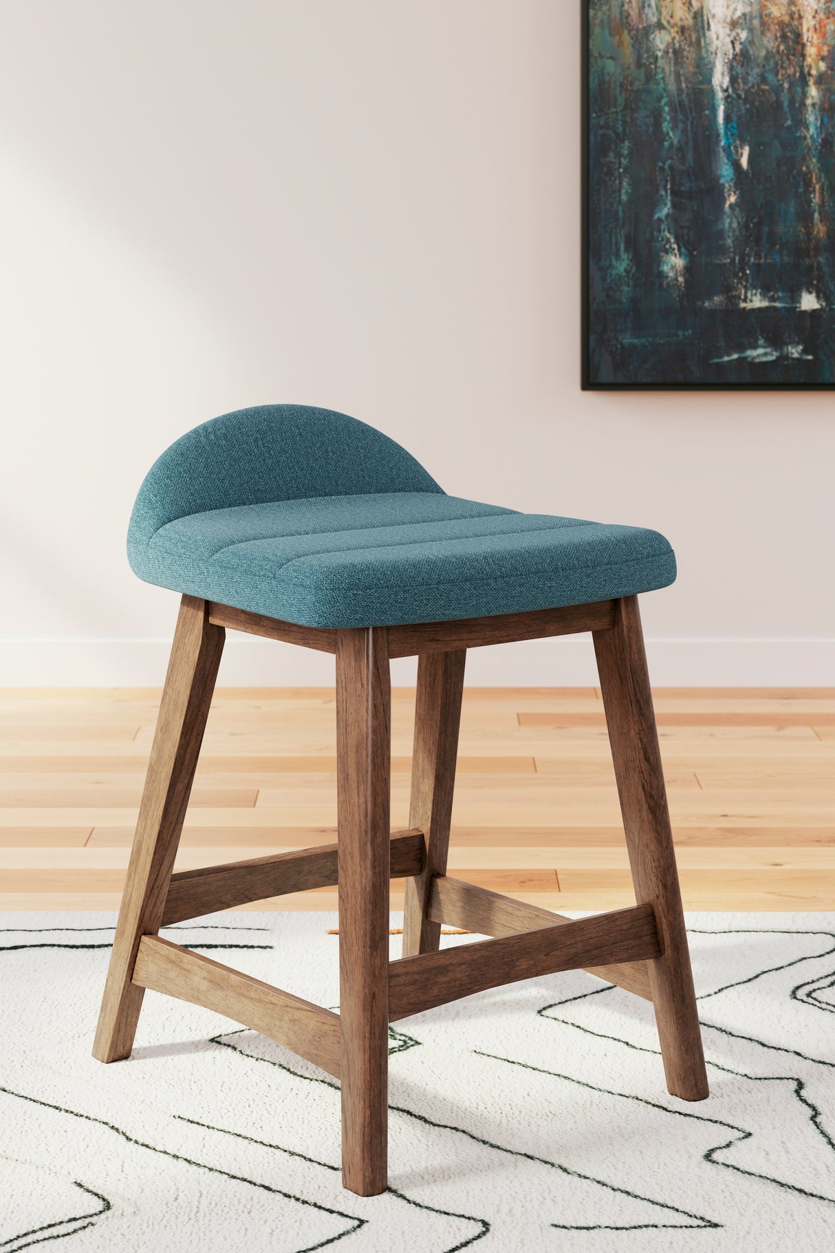 Lyncott Blue/Brown Counter Height Bar Stool