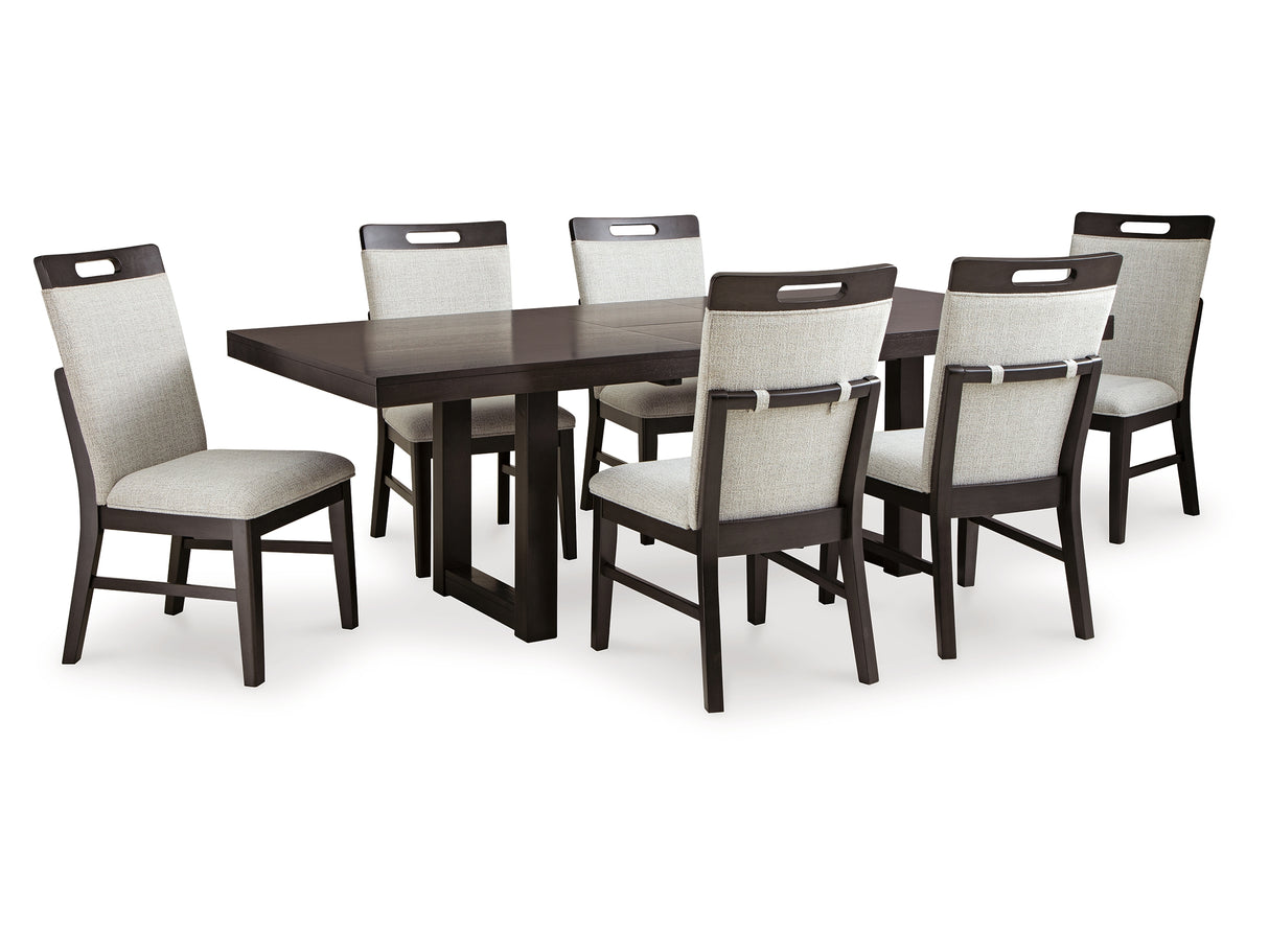 Neymorton Dark Grayish Brown Dining Table And 6 Chairs