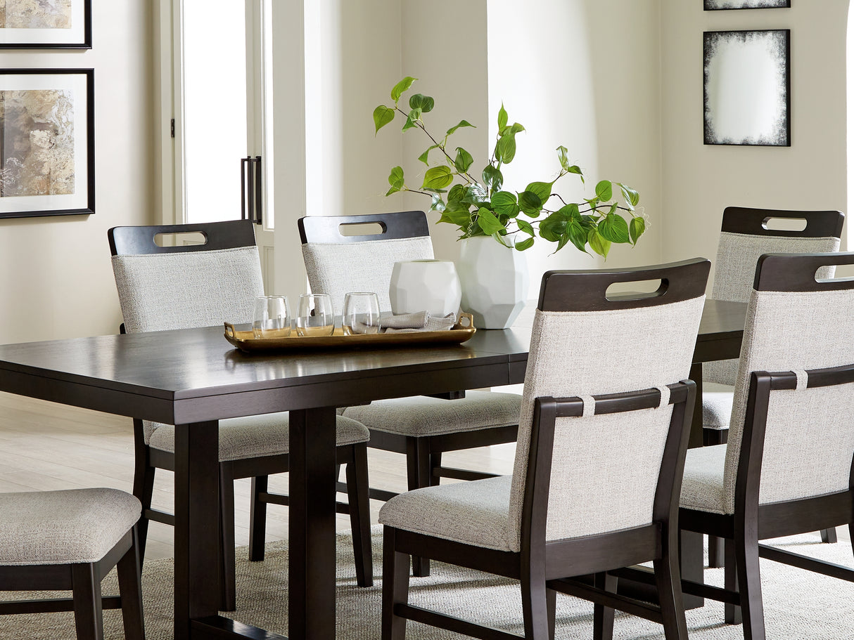 Neymorton Dark Grayish Brown Dining Table And 6 Chairs