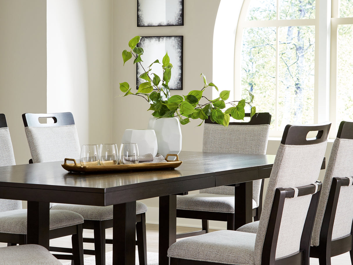 Neymorton Dark Grayish Brown Dining Table And 6 Chairs