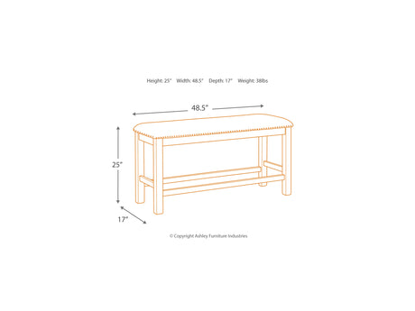 Moriville Beige Counter Height Dining Table And 2 Barstools Bench