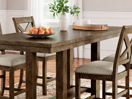 Moriville Grayish Brown Counter Height Dining Table And 4 Barstools