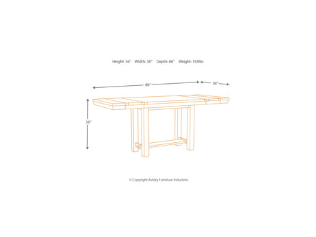 Moriville Beige Counter Height Dining Table And 2 Barstools Bench