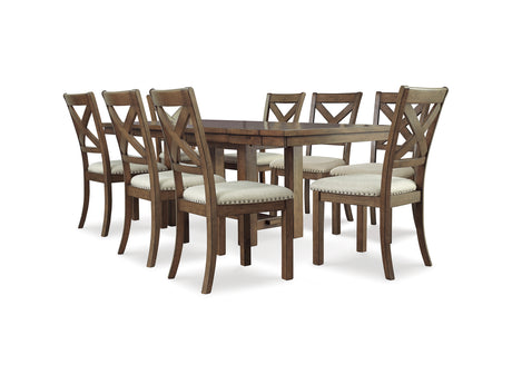 Moriville Grayish Brown Dining Table And 8 Chairs