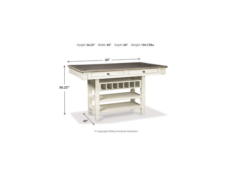 Bolanburg Antique White Counter Height Dining Table And 4 Barstools