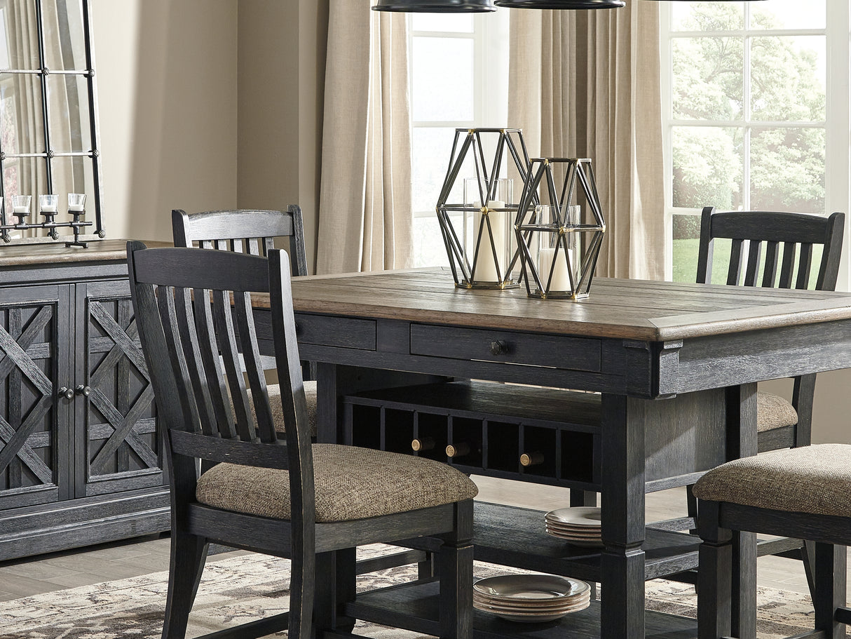 Tyler Creek Black/Grayish Brown Counter Height Dining Table And 4 Barstools With Server