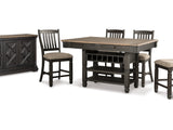 Tyler Creek Black/Grayish Brown Counter Height Dining Table And 4 Barstools With Server