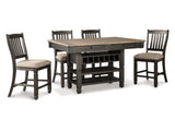 Tyler Creek Black/Grayish Brown Counter Height Dining Table And 4 Barstools With Server