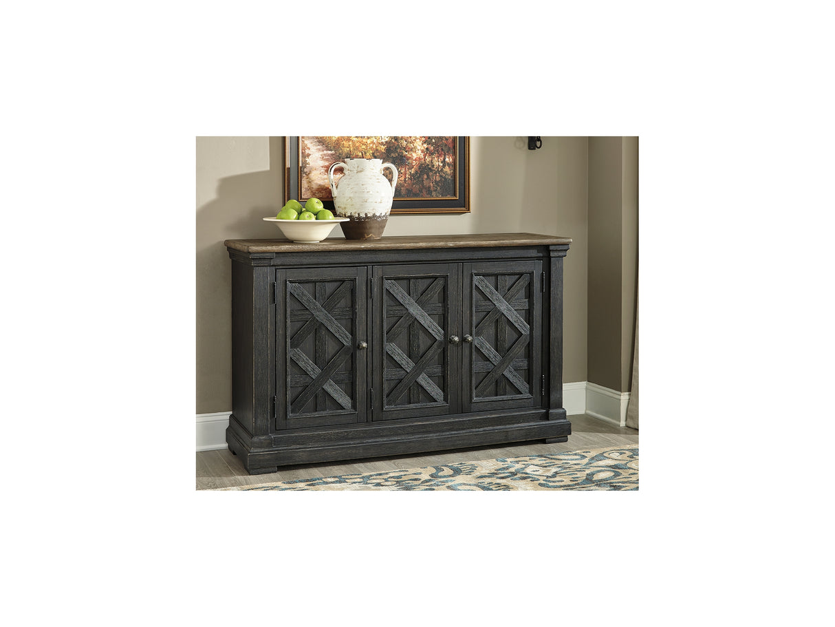 Tyler Creek Black/Grayish Brown Counter Height Dining Table And 4 Barstools With Server