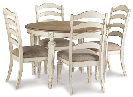 Realyn Chipped White Extendable Round/Oval Ladder Dining Set
