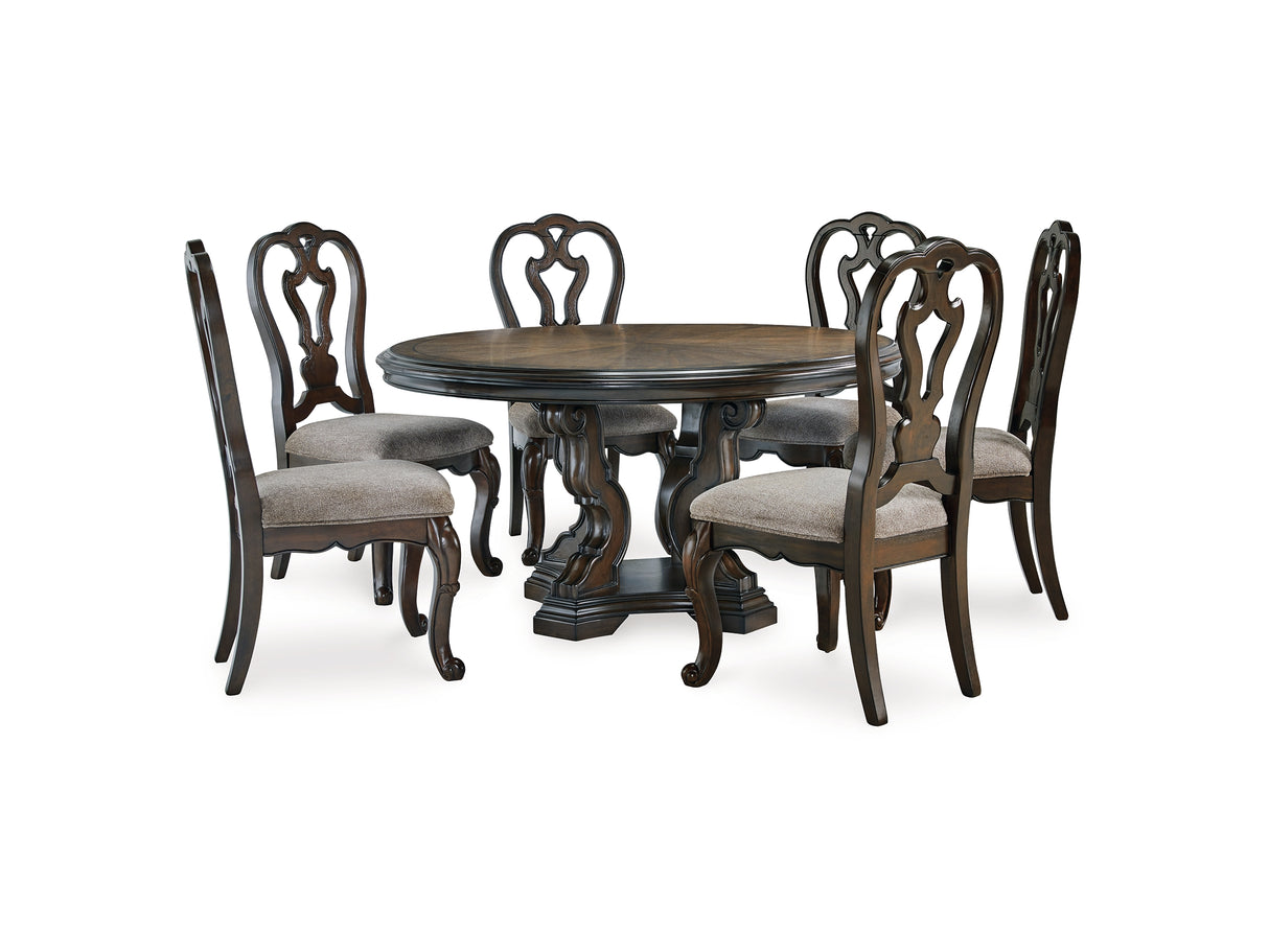 Maylee Dark Brown Dining Table And 6 Chairs