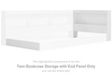 Piperton White Twin Bookcase Storage with End Panel