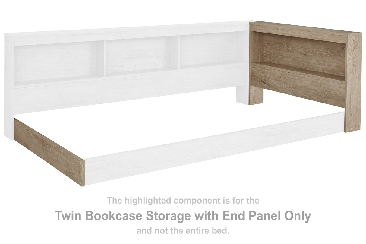 Oliah Natural Twin Bookcase Storage with End Panel