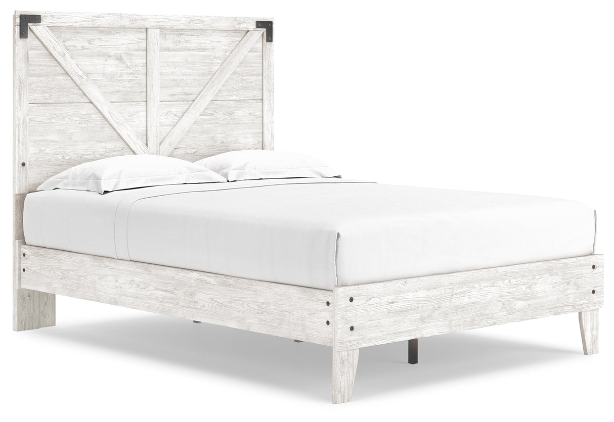 Shawburn White/Dark Charcoal Gray Full Crossbuck Panel Platform Bed
