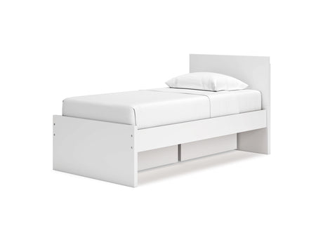 Onita White Twin Panel Platform Bed With 1 Side Storage
