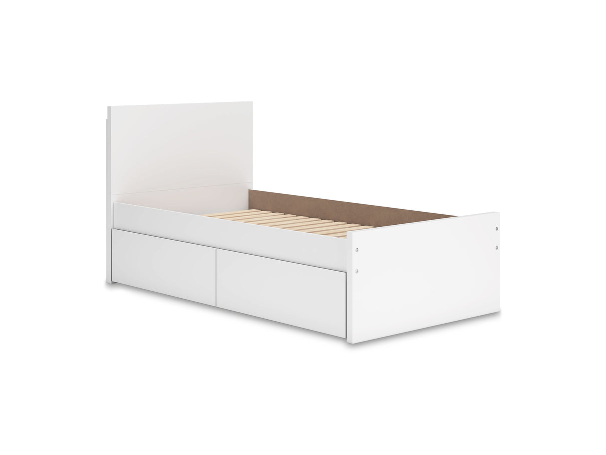 Onita White Twin Panel Platform Bed With 1 Side Storage