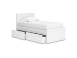 Onita White Twin Panel Platform Bed With 1 Side Storage