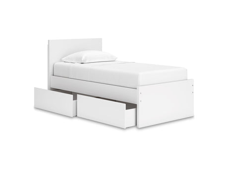 Onita White Twin Panel Platform Bed With 1 Side Storage