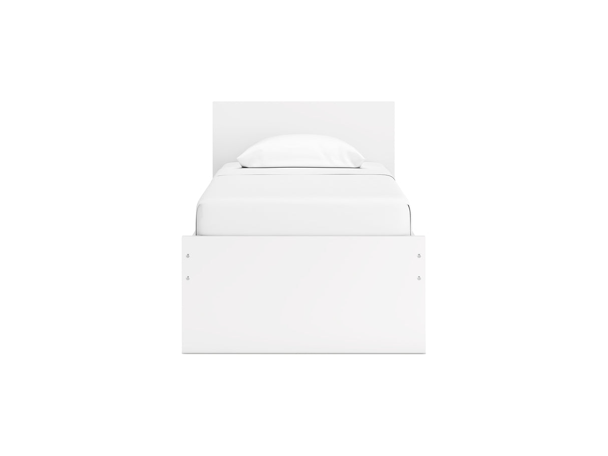 Onita White Twin Panel Platform Bed With 1 Side Storage