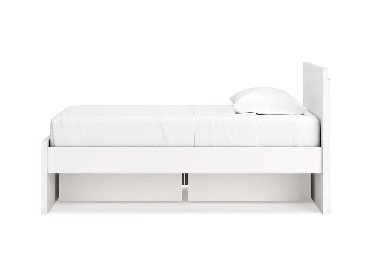 Onita White Twin Panel Platform Bed With 1 Side Storage