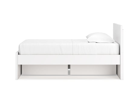 Onita White Twin Panel Platform Bed With 1 Side Storage