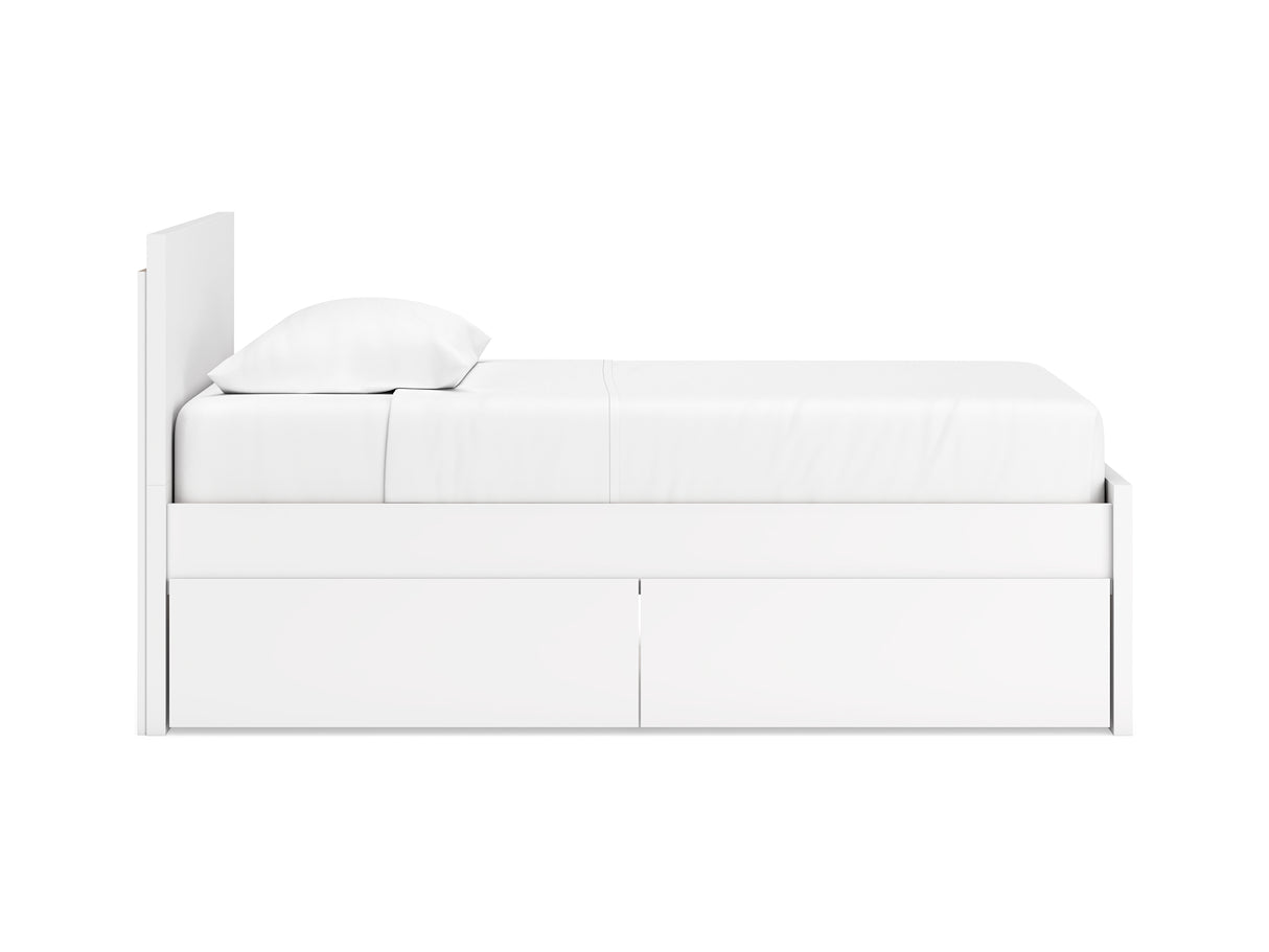 Onita White Twin Panel Platform Bed With 1 Side Storage