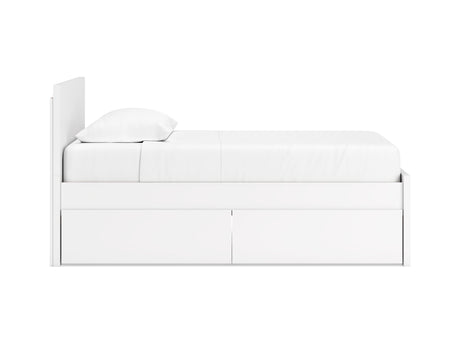 Onita White Twin Panel Platform Bed With 1 Side Storage