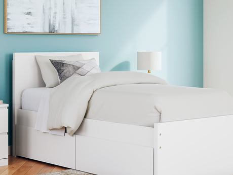 Onita White Twin Panel Platform Bed With 1 Side Storage