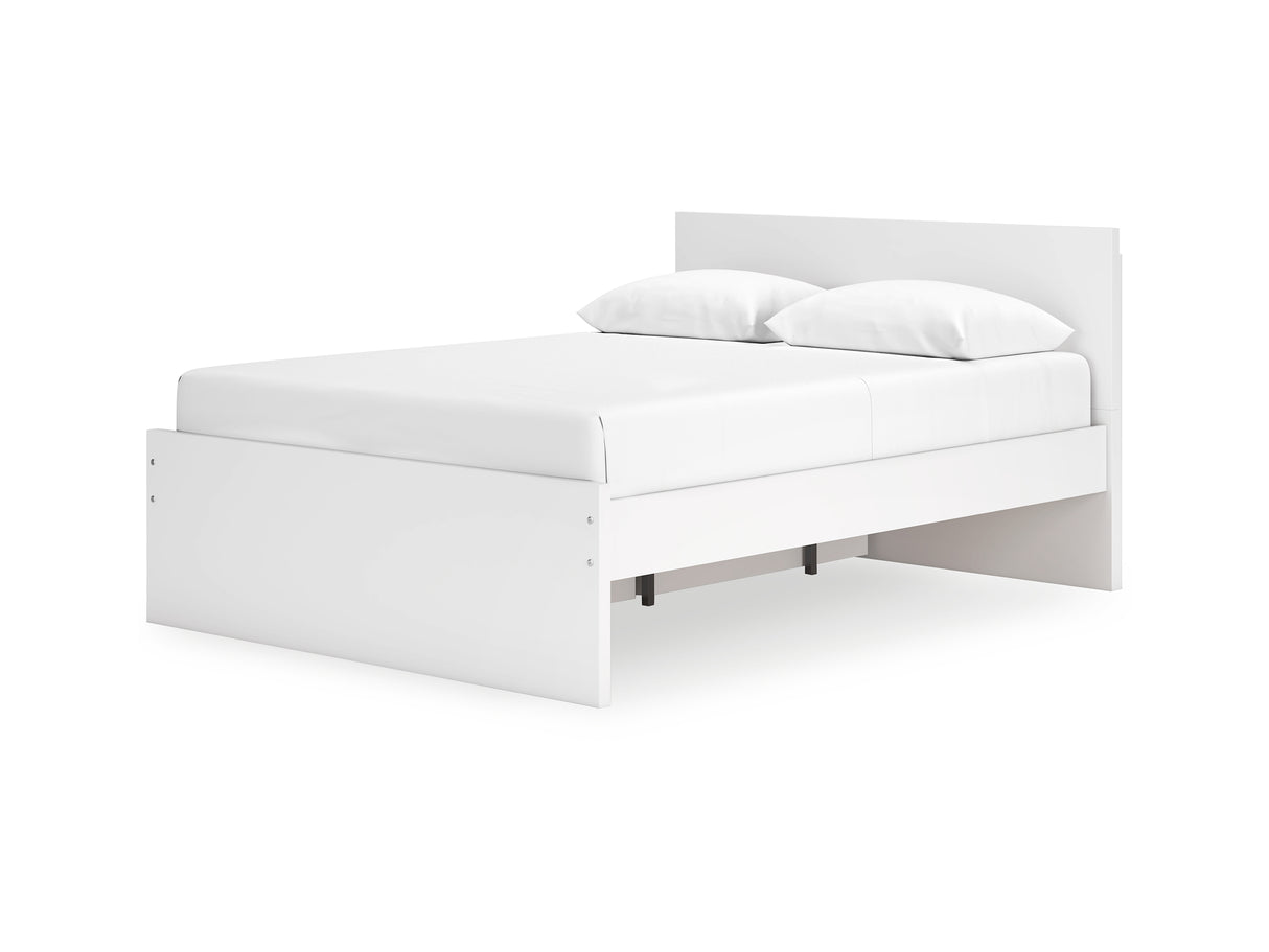 Onita White Queen Panel Platform Bed With 1 Side Storage