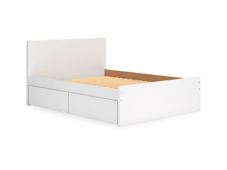Onita White Queen Panel Platform Bed With 1 Side Storage