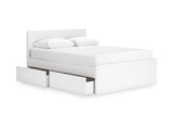 Onita White Queen Panel Platform Bed With 1 Side Storage