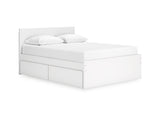 Onita White Queen Panel Platform Bed With 1 Side Storage