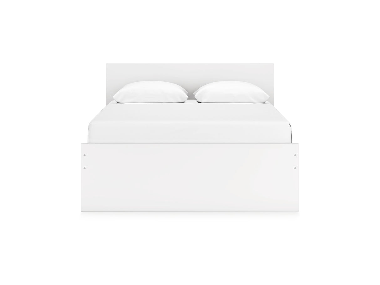 Onita White Queen Panel Platform Bed With 1 Side Storage