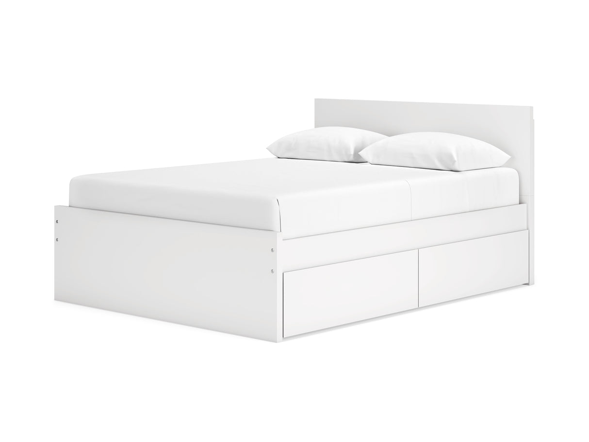 Onita White Queen Panel Platform Bed With 2 Side Storage