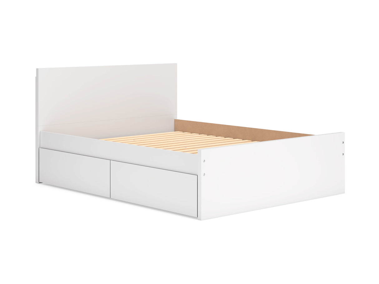 Onita White Queen Panel Platform Bed With 2 Side Storage