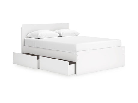 Onita White Queen Panel Platform Bed With 2 Side Storage