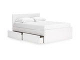 Onita White Queen Panel Platform Bed With 2 Side Storage