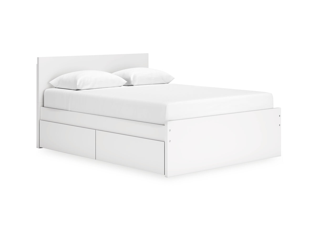 Onita White Queen Panel Platform Bed With 2 Side Storage