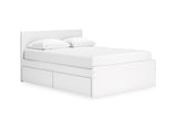 Onita White Queen Panel Platform Bed With 2 Side Storage