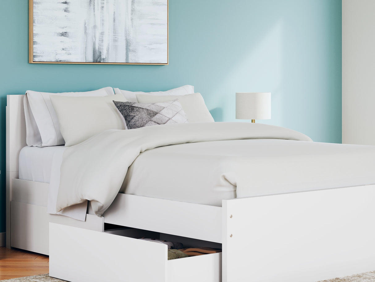 Onita White Queen Panel Platform Bed With 2 Side Storage