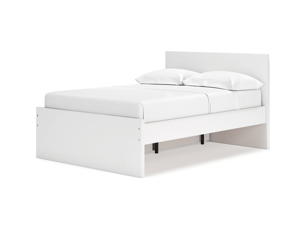 Onita White Full Panel Platform Bed With 1 Side Storage