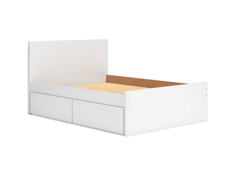 Onita White Full Panel Platform Bed With 1 Side Storage