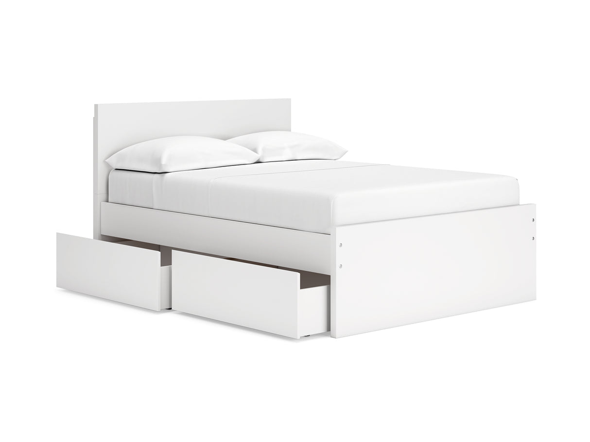 Onita White Full Panel Platform Bed With 1 Side Storage