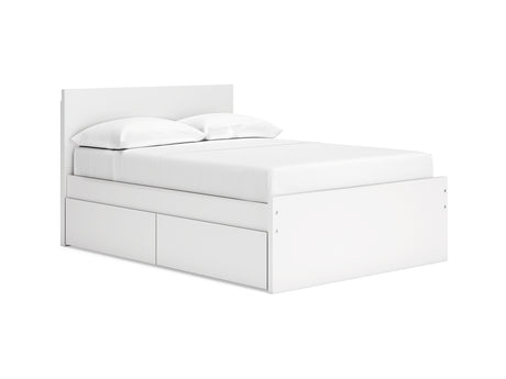 Onita White Full Panel Platform Bed With 1 Side Storage