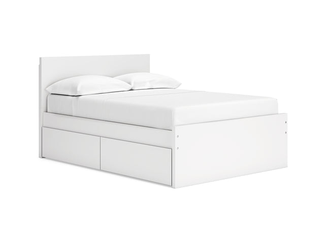 Onita White Full Panel Platform Bed With 1 Side Storage