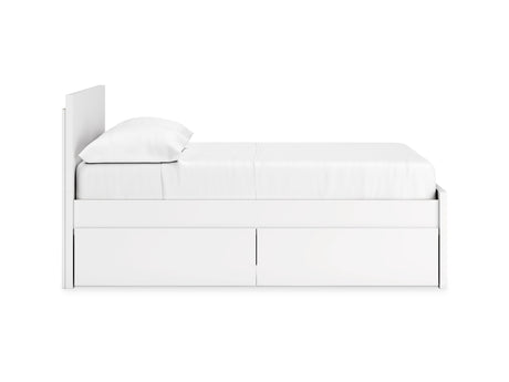 Onita White Full Panel Platform Bed With 1 Side Storage