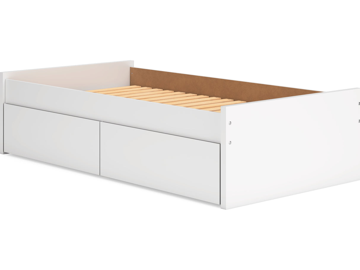 Onita White Twin Platform Bed With 1 Side Storage